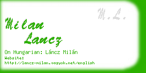 milan lancz business card